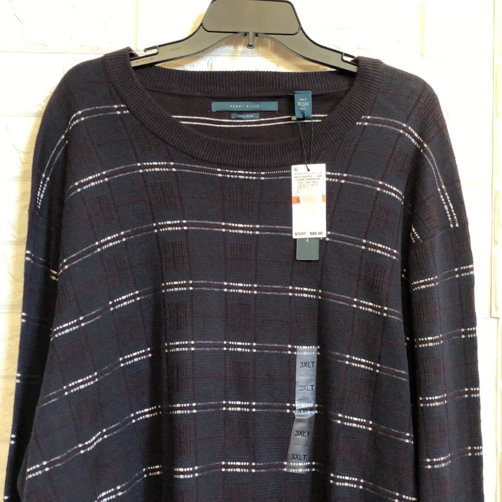 Perry Ellis dark sapphire big‎ & tall WOOL blend sweater 3XLT